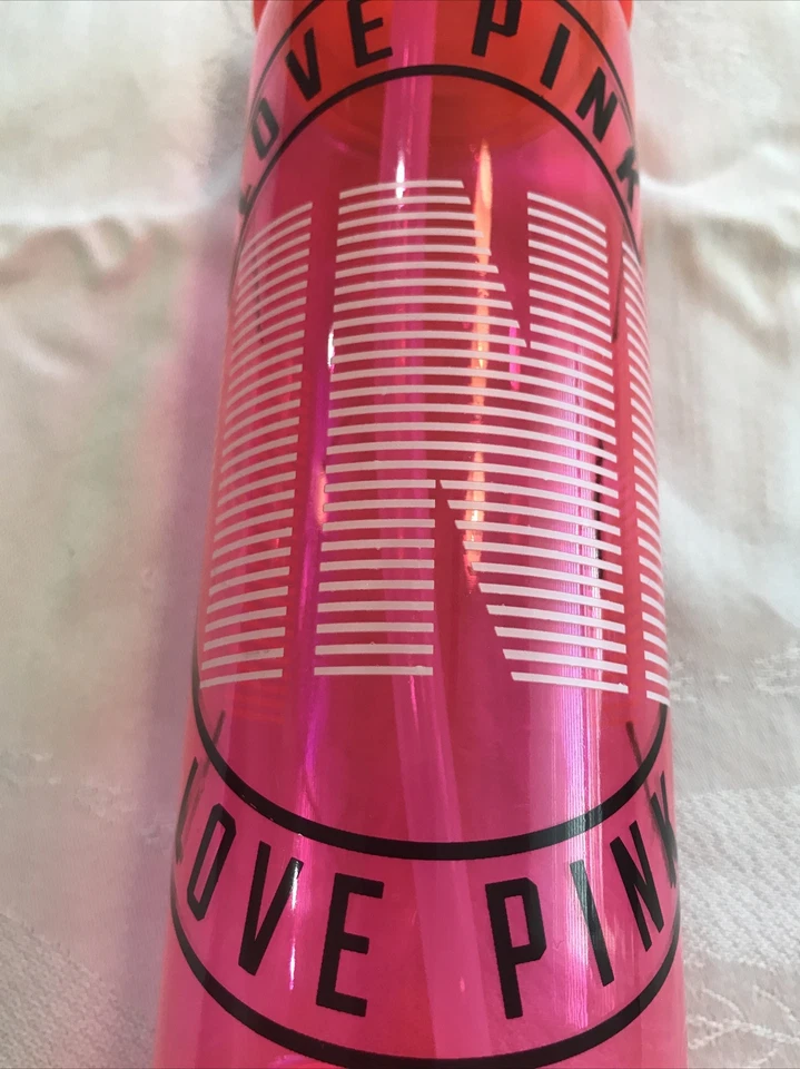 Victorias Secret LOVE PINK Campus Collegiate Water Bottle Straw Neon Gym Tumbler - Image 3 of 4