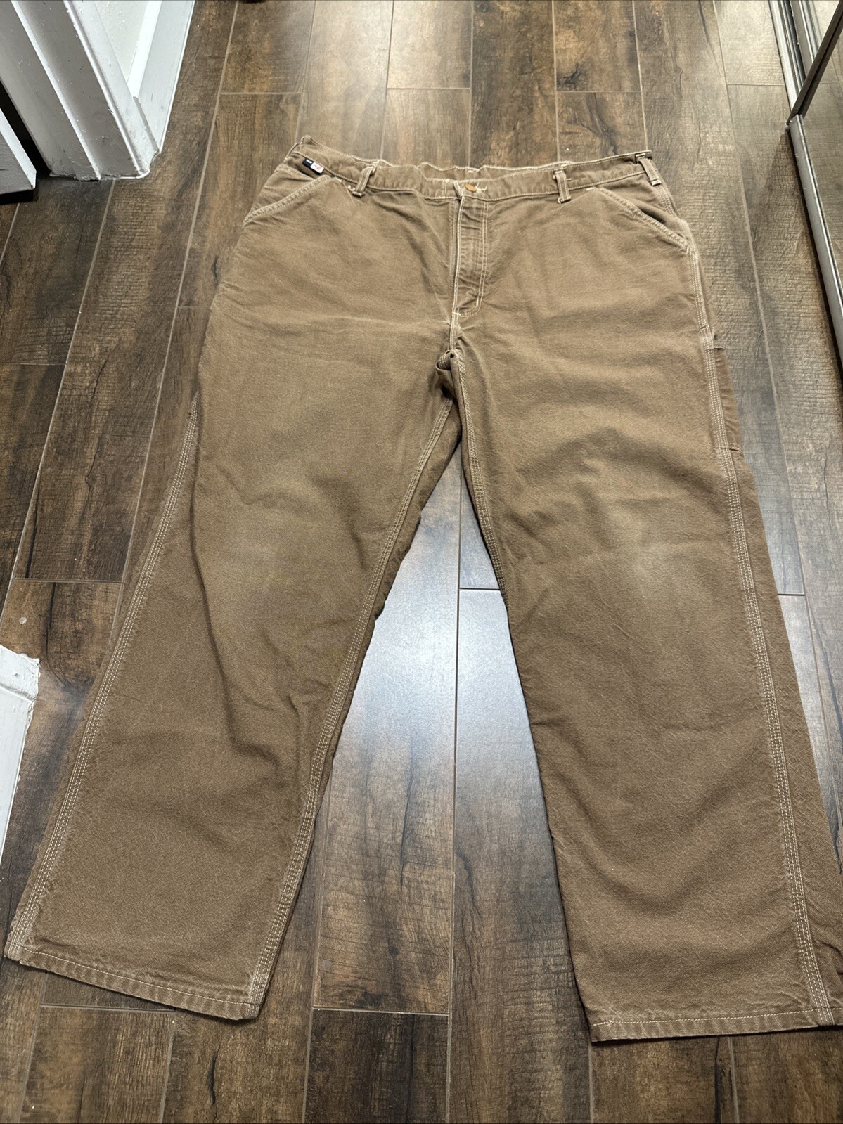 Carhartt Pants Mens 40x30 Brown Canvas FRB159 DKB Carpenter Flame Resistant