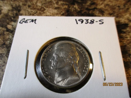 1938-S JEFFERSON NICKEL GEM BU FROM ORIGINAL ROLL   XX8