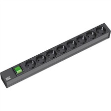 Bachmann 19"" 1U Power Strip 8 x Protective Contact with Switch 333.505