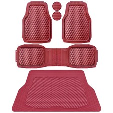 CAR PASS Heavy Duty Rubber Red Car Floor Mats  Cargo Liners, Deep Dish All-W...