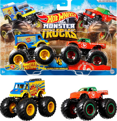 Hot Wheels Monster Trucks 2-Pack, Demolition Doubles Set of 2 Toy Vehicles in 1: