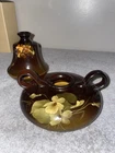 (2) Weller Pottery Louwelsa Vase, Pillsbury, Brown Standard Glaze With Flowers