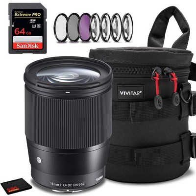 Sigma 16mm f/1.4 DC DN Contemporary Lens for Sony E (402965) Accessory Kit