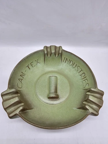 VINTAGE FRANKOMA POTTERY CAN-TEX INDUSTRIES ASH TRAY GREEN/BROWN