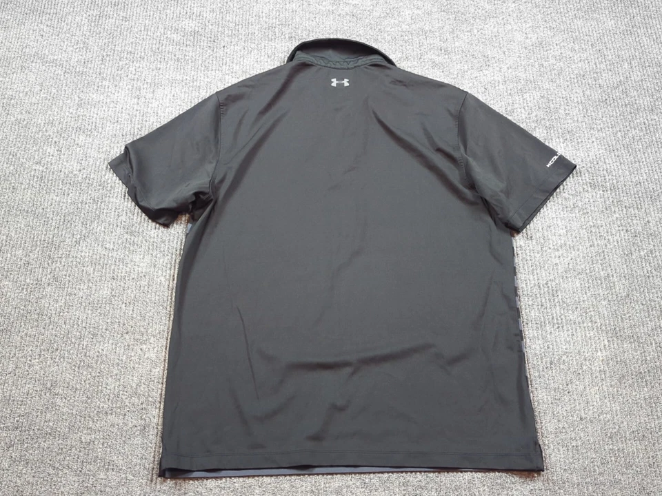 Under Armour Shirt Mens XL Black Gray Polo Short Sleeve Loose Fit Heat Gear - Image 4 of 4
