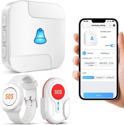 Notrufknopf für Senioren WiFi Smart Alert System mit Armband und Empfänger