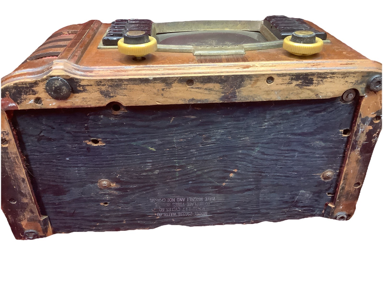 1942 ZENITH RADIO WOOD Model 7S633R Black Dial SW BC Multi Bands Automatic Solid