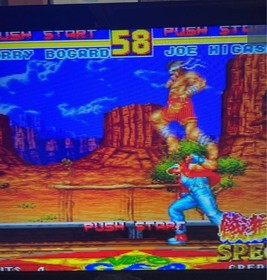 Neo Geo console, 2 controllers, 5 ROM cartridges, and 1 memory card.Tested 