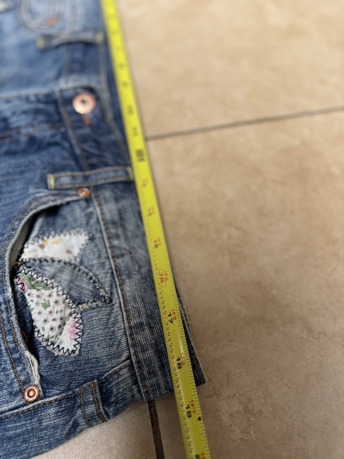 Bongo Let Me B Bootcut Patchwork Jeans Floral But… - image 4