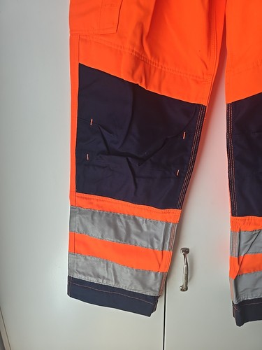 Pantalones de trabajo Herock Styx reflectantes de alta visibilidad con rodillera naranja/azul marino talla 48 UK 38" - Imagen 4 de 14