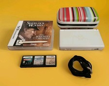 Nintendo DS Lite Handheld System Case, Charger & 4 Games, Tested & Working White