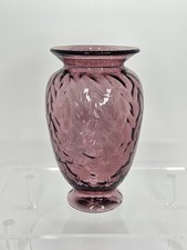 Vintage Fenton Sculpted Ice Optic Purple/Mulberry Glass Vase 1980s