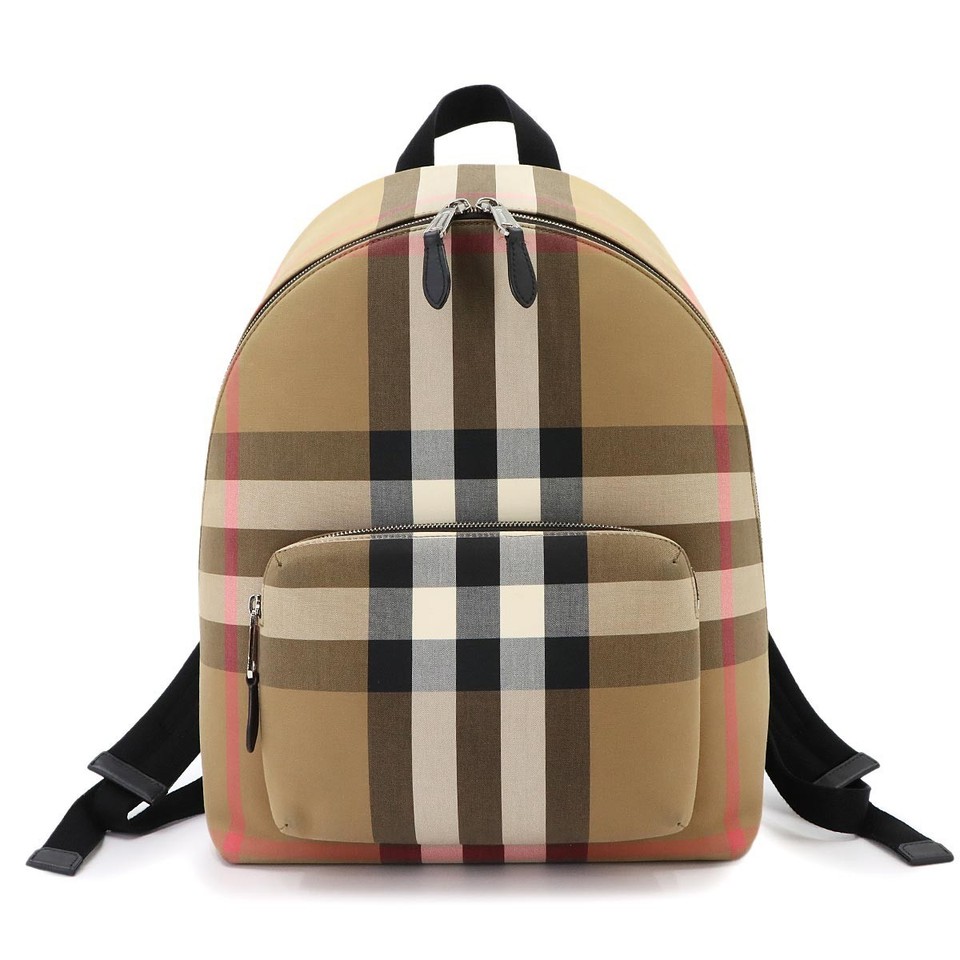 BURBERRY JEFF Check Backpack Canvas Leather Brown 8084550 90340639