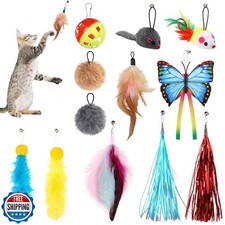 QUOZUO Cat Toys Replacement Cat Toy Wand Refills, 12 Pcs Cat Feat