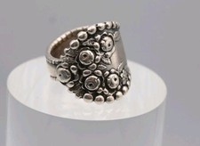 Antique Sterling Silver Ring Size L Leaf Floral Wrap Around Vintage Spoon Gift
