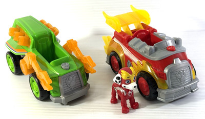Paw Patrol Mighty Pups Super Paws Rocky & Marshall Deluxe 2 Vehicles & Figure