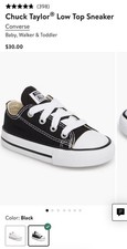Converse Chuck Taylor All Star Low Top Canvas Sneaker Black Baby Toddler Size 1