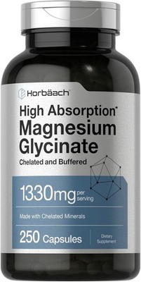 Horbaach - Glicinato de magnesio tamponado 1330 mg | 250 cápsulas | con mineral.