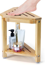 Shower Foot Rest 13.8In, Bamboo Shower Stool for Shaving Legs, Waterproof Cor...