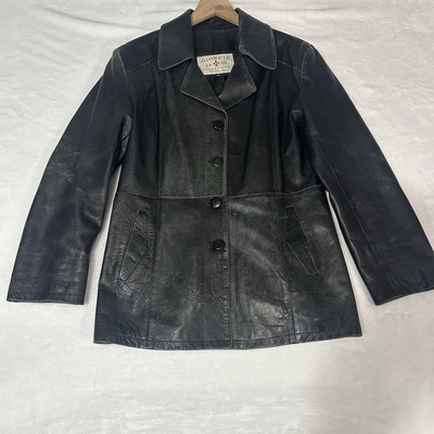 Vintage Giorgio 1966 Italian Black Leather Jacket Men s 46 Vera Pelle 90s
