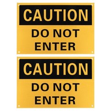 2 Pcs Caution Do Not Enter Sign, 12 x 8 Inch Plastic