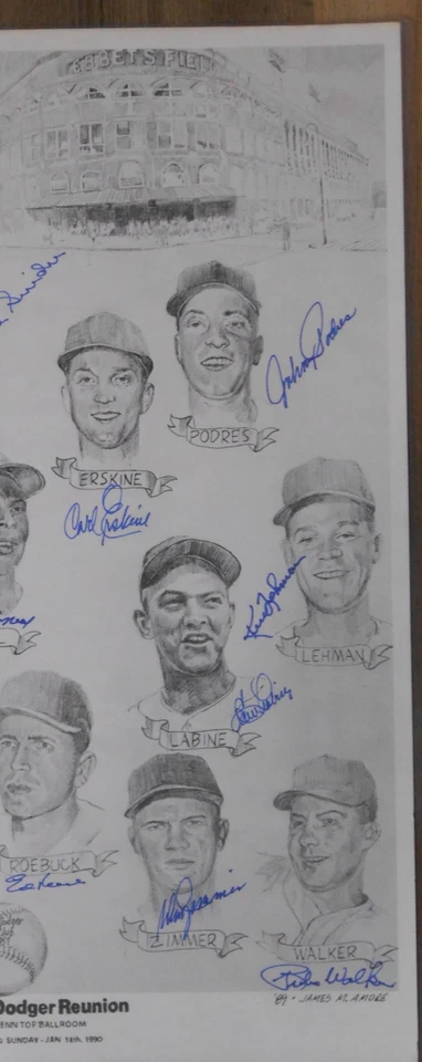 Brooklyn Dodgers Reunion Poster - 1957 Team - 17 Signatures - PSA - Image 3 of 4