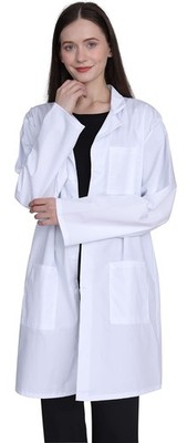 Professional Lab Coat for Women, Full Sleeve Cotton Blend Long Medical Coat，W...