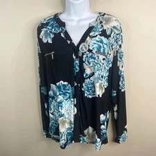 INC Womens Dark Floral Travel Knit Tunic Top XLarge Colorful Business Casual