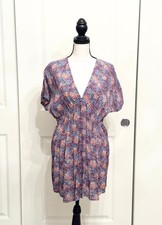 LUX Purple V Neck Dolman Sleeve Empire Waist Pullover Mini Dress, Size XS