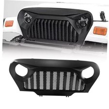 Matte Black Front Grill Grille With Mesh For 1997-2006 Jeep Wrangler Tj Front Matte Black Front Grill Grille With Mesh For 1997-2006 Jeep Wrangler Tj Front