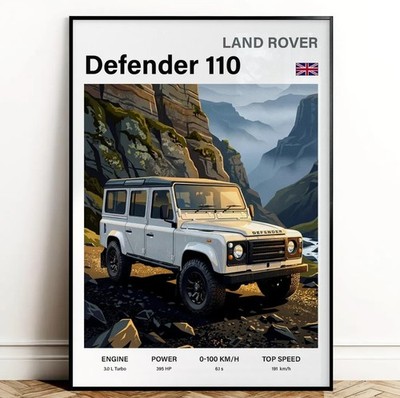 Land Rover Defender 110 Poster Wall Art | British Off-Road Decor | Gift for Him