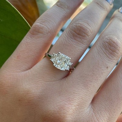 Diamant Gold Ring 1,90 Karat Kissen IGI E F VVS Lab Created Massiv 14K Weiß