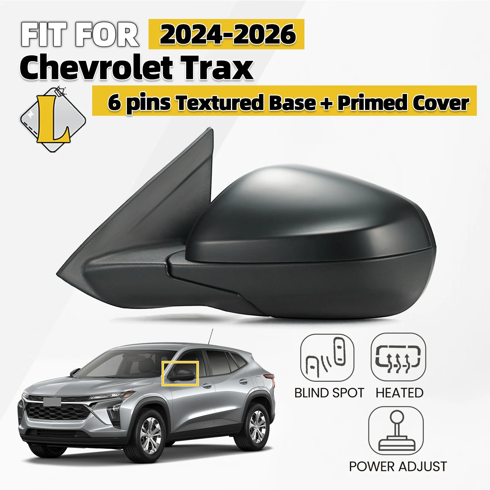 Side Mirror For 2024-2026 Chevy Trax W/ Heated & Blind Spot Left Driver 6 Pins