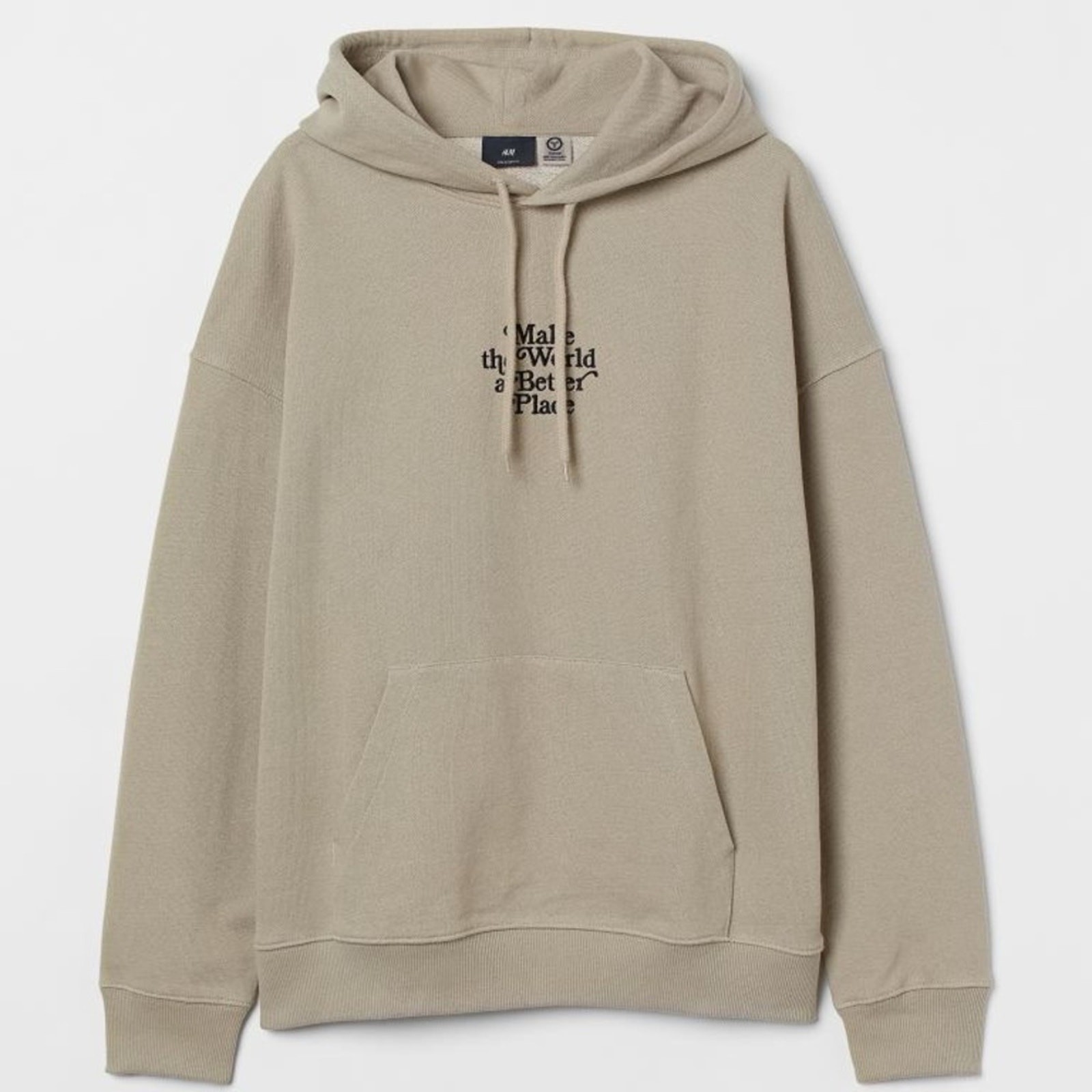 H&M Relaxed Fit Cotton Hoodie Beige