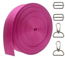 ZHFMILY 1 inch Nylon Webbing Straps for Sewing 25mm Heavy Canvas 10 Yards Rose