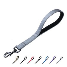 12-inch Ultimate Grey Nylon Short Leash with Padded Handle for Large Dogs