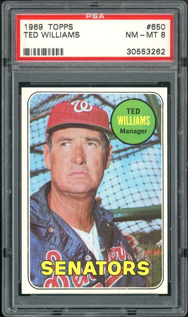 1969 Topps Ted Williams PSA 8 Washington Senators #650