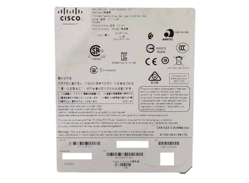 Cisco C1111-4PW ISR 1100 4 Ports Dual GE WAN With Power Adapter - Afbeelding 4 van 4