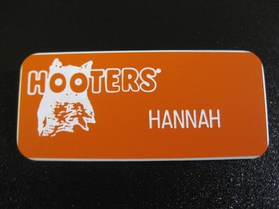 HANNAH * Hooters Uniform Waitress NAME BADGE TAG!