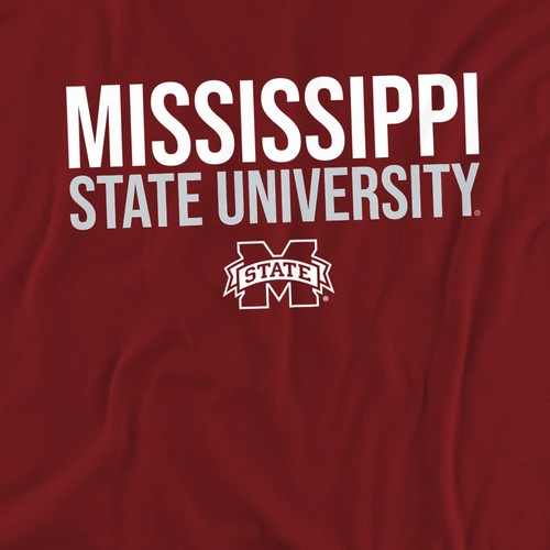 Mississippi State University Adult T-Shirt Stacked, Maroon, S-3XL