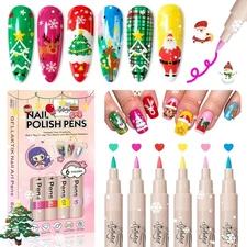 6 - B Colors Nail Art Pens Set, 3D Nail Color Pens Quick Drying Acrylic Paint