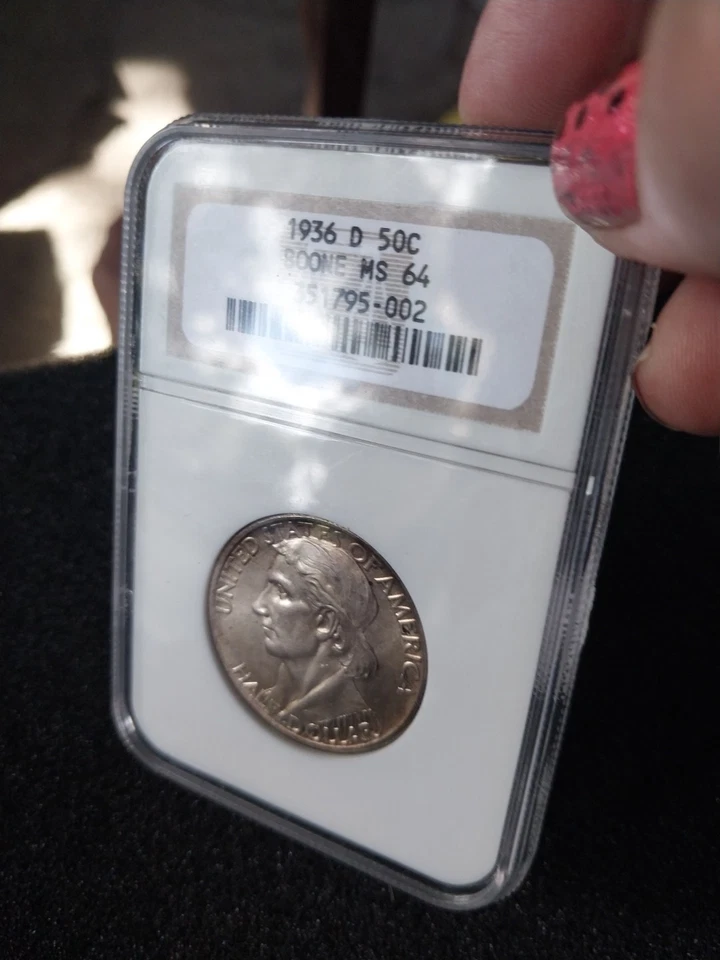 1936 D Daniel Boone Commemorative  Half Dollar ANACS MS 64 - Image 4 of 4