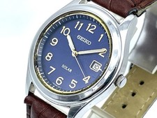 SEIKO Solar Men's Watch Navy Blue Dial 100mW/R Stainless steel V145-0BV0