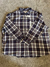Duluth Trading Men’s 4XL Red Blue Plaid Relaxed Fit Flannel Button Big & Tall