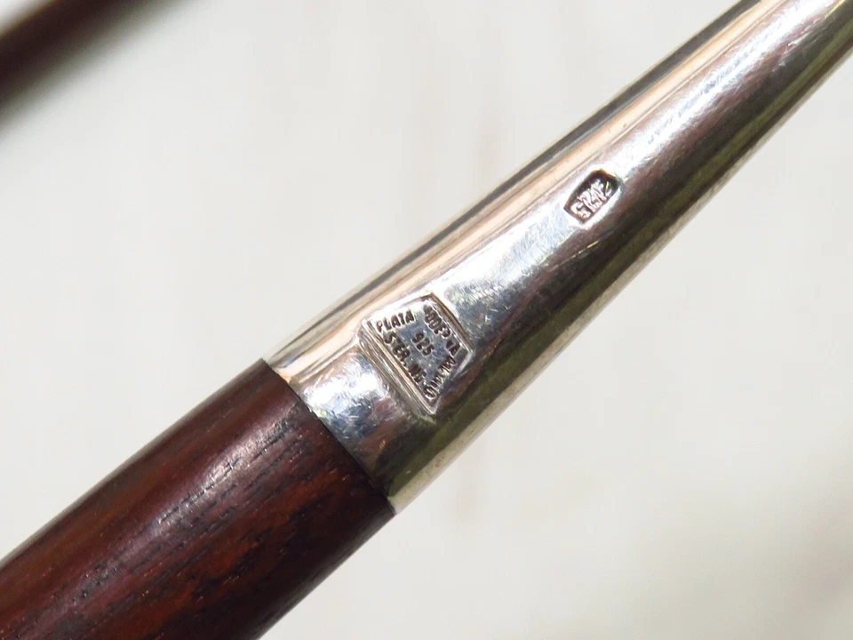 MCM Plata 925 Sterling Mexico Teak Serving Knife Fork Fish Cake Utensils  - Image 4 of 4