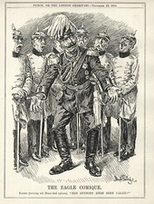 Dibujos animados de propaganda británica rara de la Primera Guerra Mundial Kaiser Wilhelm II AS BUFFOON - Pas de Calais