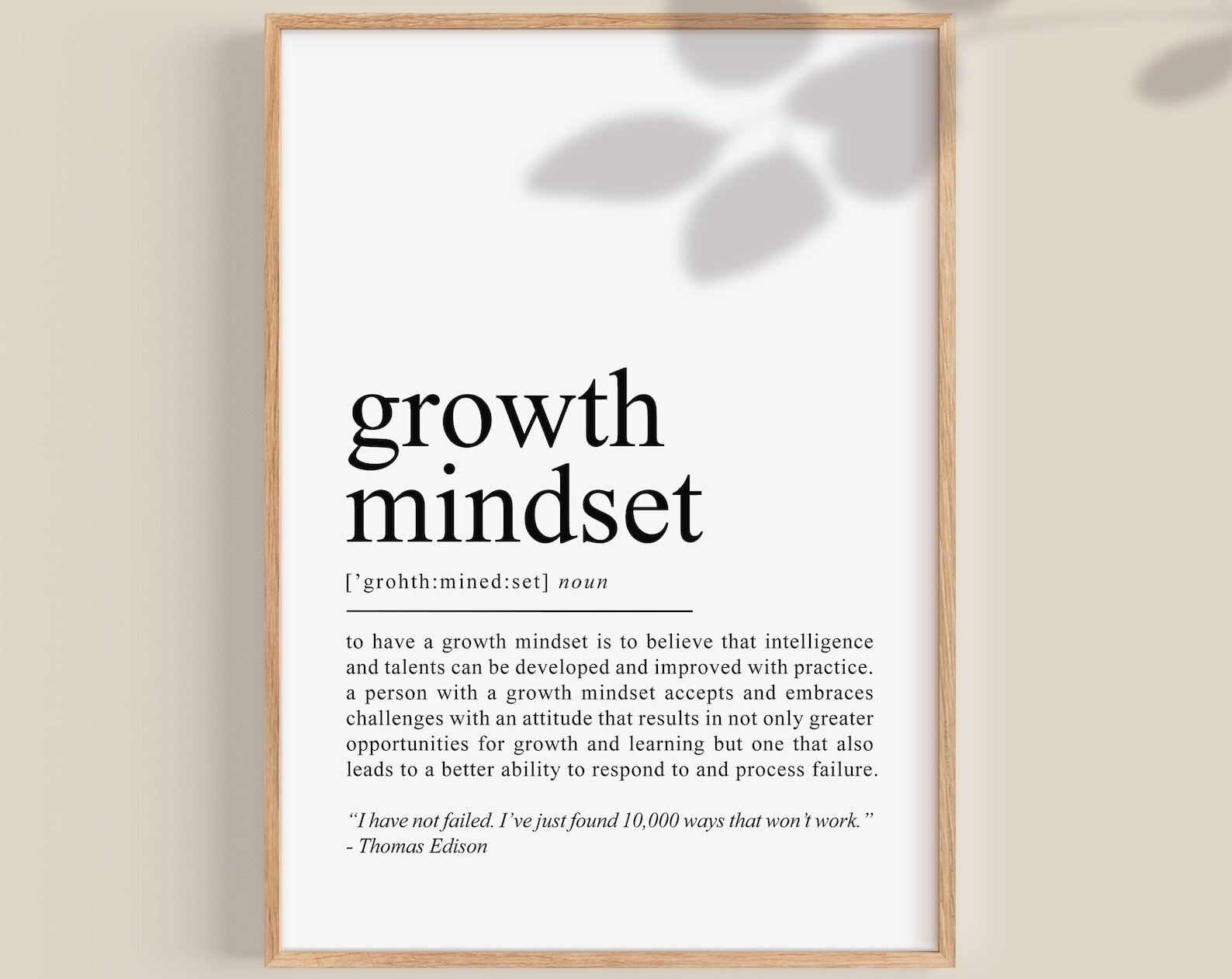 Growth Mindset Classroom Decor Definition Print School Mental Health Posters