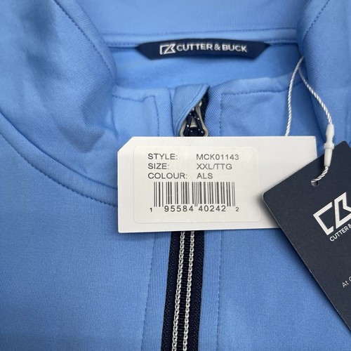 Cutter & Buck Blue Adapt Eco Knit Stretch 1/4 Zip Pullover Sweater Mens Size XXL - Picture 5 of 10
