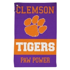 CLEMSON TIGERS ALL PURPOSE GOLF TAILGATE TOWEL 16"X25" HOOK AND GROMMET 